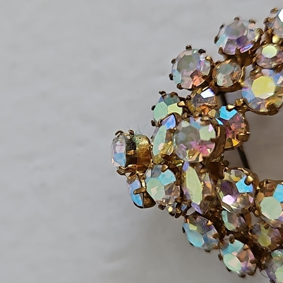 STAR Vintage AB Pinkish Crystal Glass Beads Pendant & Brooch - Picture 3 of 7